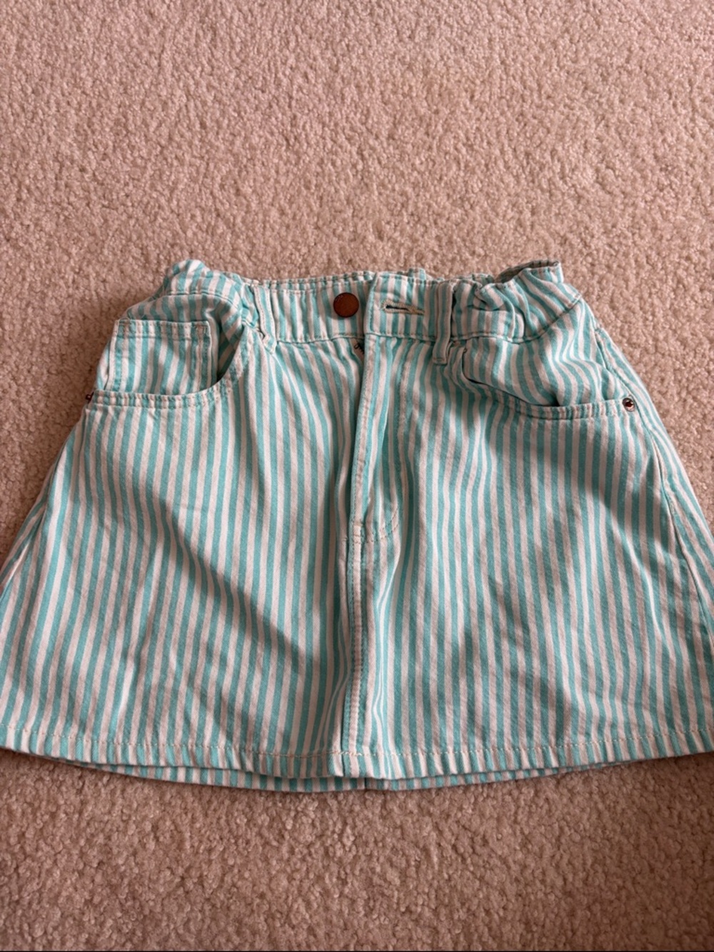 Zara Mint and White Vertical Stripe Skirt
